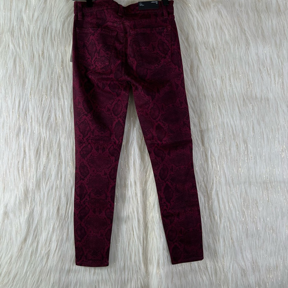 NEW J Brand Womens Mid-Rise Crop Skinny Jeans Snake Boa Oxblood Red Stretch 23 - Picture 4 of 10
